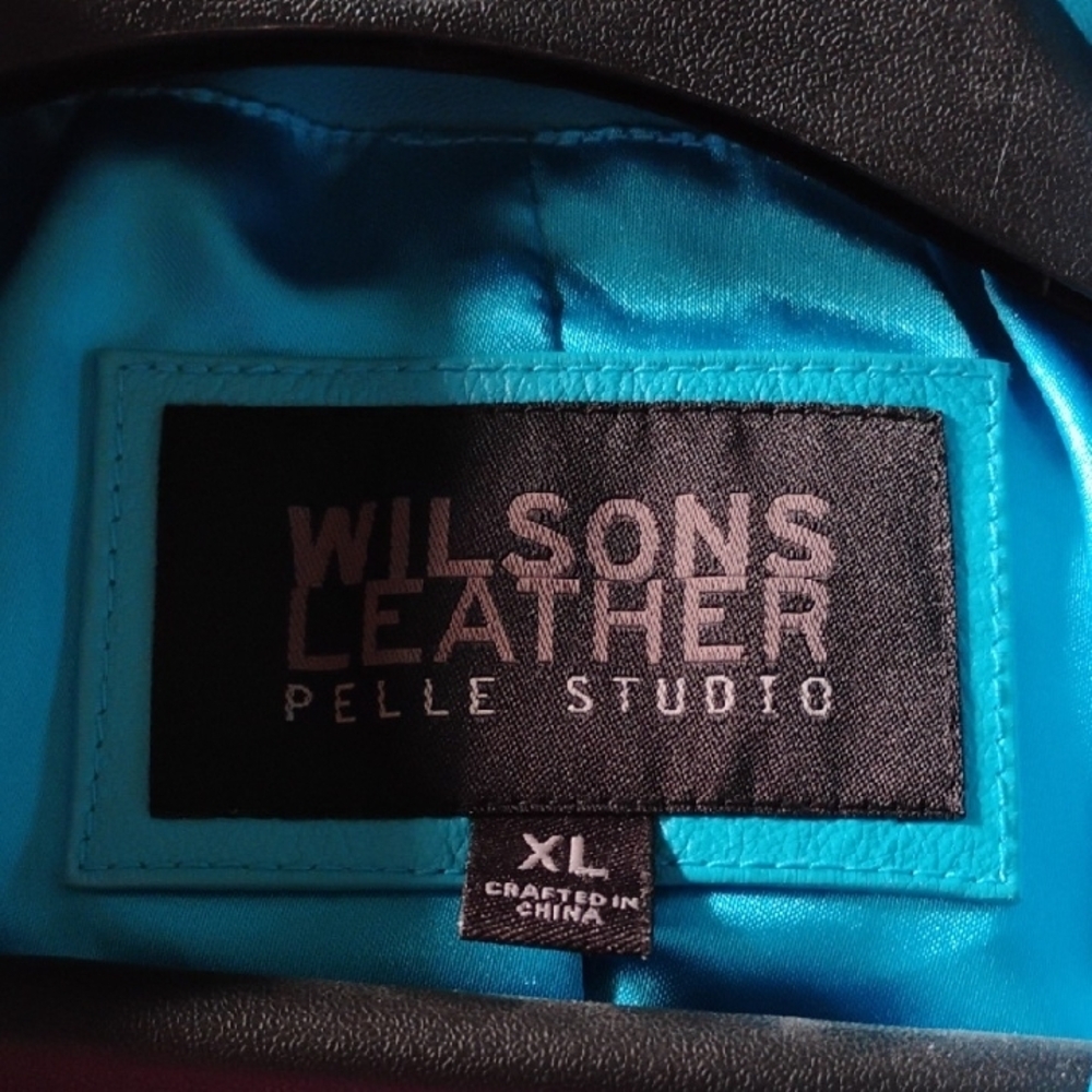 Wilsons Leather Teal Jacket PELLE STUDIO with Floral Accent~NWOT-VINTAGE - Picture 2 of 9